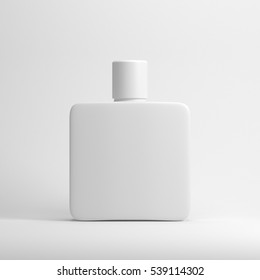 White Blank Fragrance Parfume Bottle Mockup. 3d Rendering