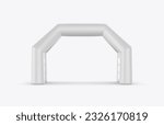 White Blank Inflatable angular Arch Tube or Event Entrance Gate. Start line sports double arch door. 3d illustration.	