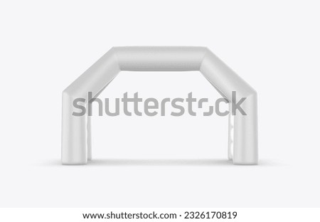 White Blank Inflatable angular Arch Tube or Event Entrance Gate. Start line sports double arch door. 3d illustration.	