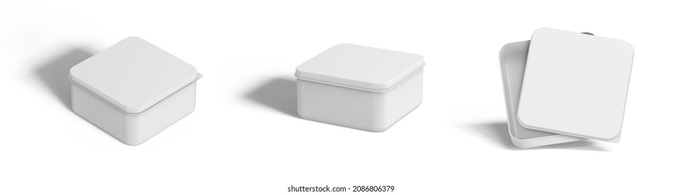 White Blank Lunchbox Sandwich Box Template 3D Rendering