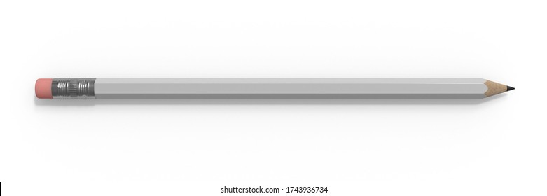 White Blank Pencil Mockup. 3d Render Isolated