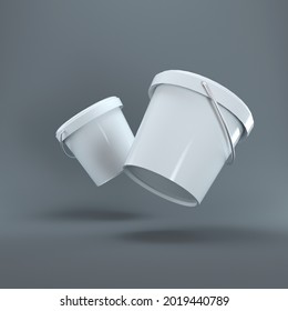 White Blank Sample Paint Bucket Mockup 3d Rendered