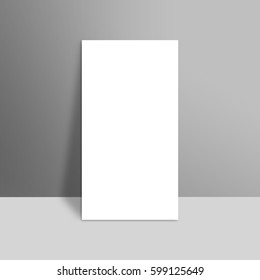 White Blank Stationary Near The Grey Wall With Shadow. Close Up Magazine, Book, Brochure, Flyer, A4 Letterhead, Folder, Leaflet, Booklet