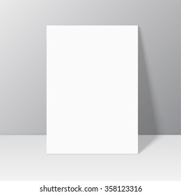 White Blank Stationary Near The Wall With Shadow. 