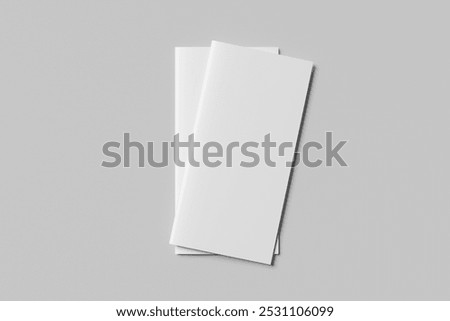 White Blank Two Sheets Fold Leaflet With Shadow.