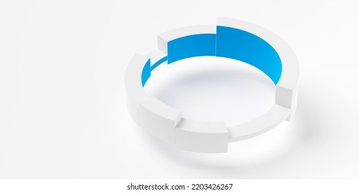 White And Blue Chart Business Diagram Over White Background, Abstract Data Visualisation Graph Concept, 3D Illustration