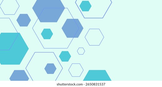 white and blue technology hexagonal abstract background. Abstract blue hexagon or digital technology background. Abstract hexagon background. Futuristic abstract honeycomb mosaic grey technology BG.	