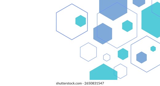 white and blue technology hexagonal abstract background. Abstract blue hexagon or digital technology background. Abstract hexagon background. Futuristic abstract honeycomb mosaic grey technology BG.	