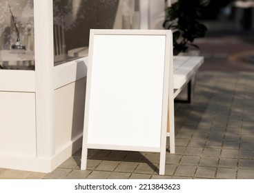 White Board, Welcome Sign Mockup , Outdoors. Greeting Template With Clipping Path. 3d Rendering