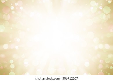 White Bokeh Blur Background / Circle Light On Yellow Background / Light Gold Sparkle Background
