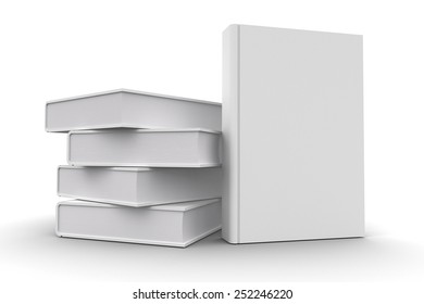  White Book Stack isolated on white background