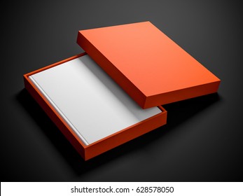 White Book With Textured Hard Cover In Orange Gift Box. 3d Rendering