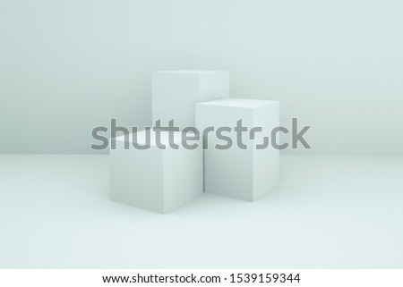 White booth 3D rendering background wall, can be used for banner design items display background.