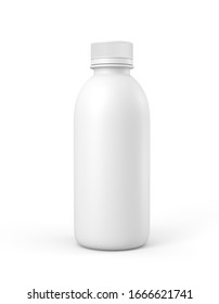 White Bottle Blank Product Packaging Design For Advertising Beverage Or Health, 3D Illustration And Rendering On White Color Background.