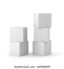 White Box Display Mock-up Template. 3D Rendering