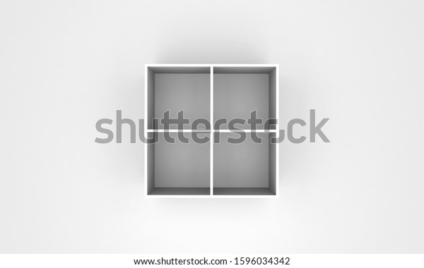 The white box is divided into 2 boxes on a\
white background. 3d\
rendering