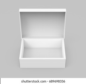 White Box Mockup, Blank Box Template With Vertical Lid In 3d Rendering