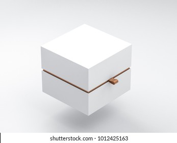 White Box Packaging Mockup Half Side View, 3d Rendering