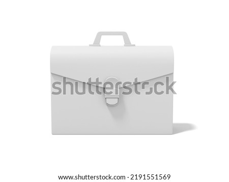White briefcase on white background. Front view. Portfolio icon. 3D rendering