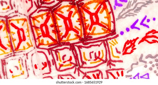 White Brush. Design African Pattern. Rainbow Aztec Hand. African Style Frame. Pink Ethnic Arabic. Pink Inca Textile. Ethnic Turkish.