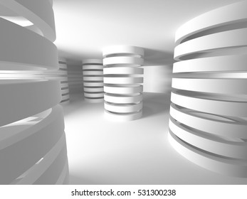 White Building Construction Architecture Background. 3d Render Illustration