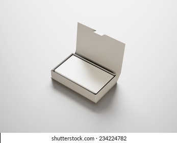 White business cards in the white box