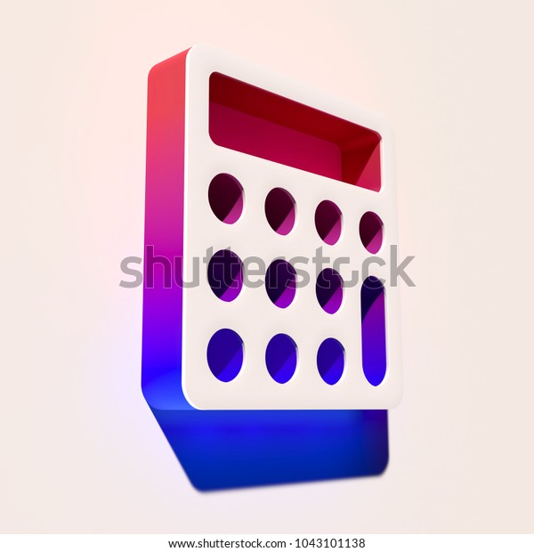 White Calculator Icon Pink Shadows 3d Stock Illustration 1043101138