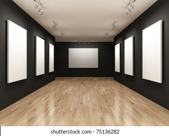 White Canvas On The Walls Of The Gallery