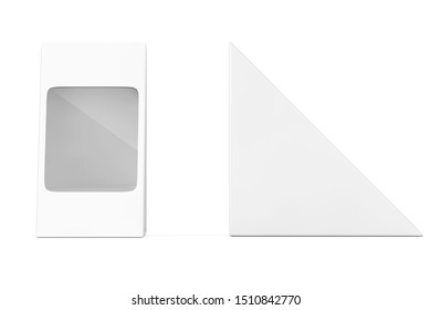 White Cardboard Triangle Pack Pox For Food, Gift Or Other Products with Blank Space for Your Design on a white background. 3d Rendering