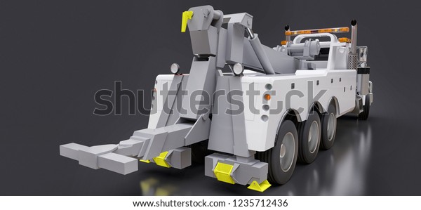 White cargo tow truck to
transport other big trucks or various heavy machinery. 3d
rendering.