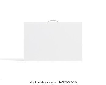 White Carton Box With Handle Mockup Isolated On White, 3d Rendering