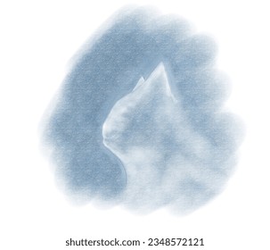 White cat painting blue