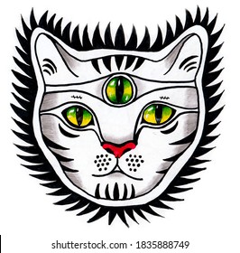 74 Cat with three eye tattoo Images, Stock Photos & Vectors | Shutterstock