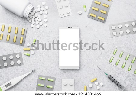 Similar – Image, Stock Photo Assorted pharmaceutical medicine pills, tablets and capsules