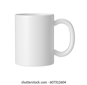 White Ceramic Mug On White Background, 3D Rendering