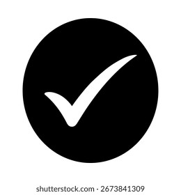 A white checkmark inside a black circle, symbolizing approval or completion.