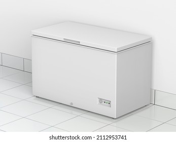 White Chest Freezer, 3D Illustration