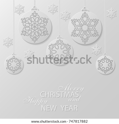 white christmas balls with a snowflakes cut out of paper decorative design elements holiday - Cut Out Christmas Decorations white christmas balls with a snowflakes cut out of paper decorative design elements holiday - Cut Out Christmas Decorations