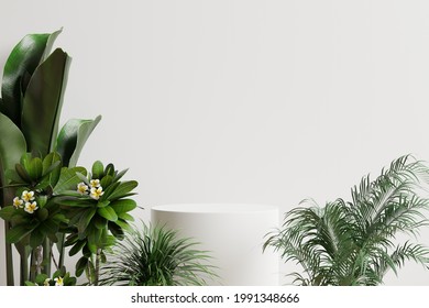 White Circle Podium Decorated Side Trees Stock Illustration 1991348666 ...