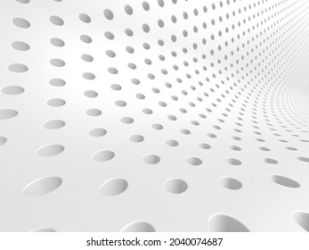 White Cirlce Dots Decorative Background. 3d Render Illustration