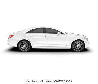 White city car isolated on background. 3d rendering - illustration - Shutterstock ID 2340970017