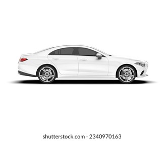 White city car isolated on background. 3d rendering - illustration - Shutterstock ID 2340970163