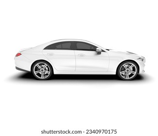 White city car isolated on background. 3d rendering - illustration - Shutterstock ID 2340970175