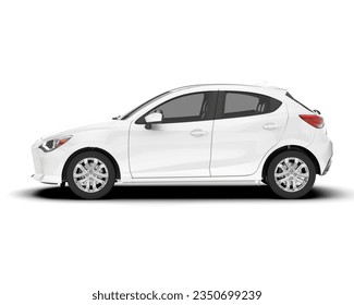 White city car isolated on background. 3d rendering - illustration