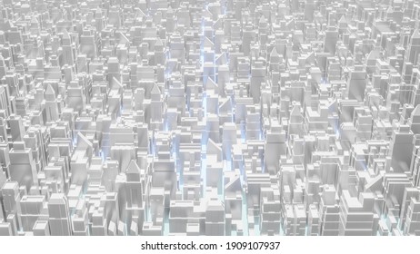 White City Top View Image For Business Or Architecture Content 3d Rendering