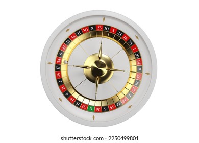 White Classic Vegas Style Roulette Wheel Illustration. 3D Rendered. Gambling Object.