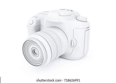 White Clay Mockup Modern Digital Photo Camera on a white background. 3d Rendering