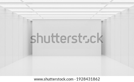 White clean empty architecture interior space room studio background wall display products minimalistic. 3d rendering.