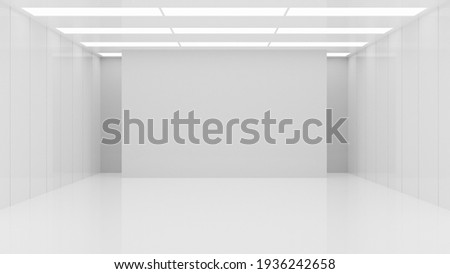 White clean empty architecture interior space room studio background wall display products minimalistic. 3d rendering.