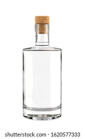 White Clear Bottle for Gin, Liquor, Tincture, Absinthe, Vodka or other Drinks Isolated on White Background. Realistic 3D render.